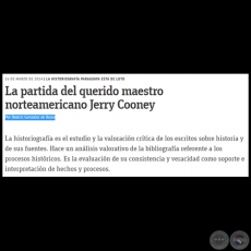 LA PARTIDA DEL QUERIDO MAESTRO NORTEAMERICANO JERRY COONEY - Por BEATRIZ GONZLEZ DE BOSIO - Domingo, 16 de Marzo de 2014